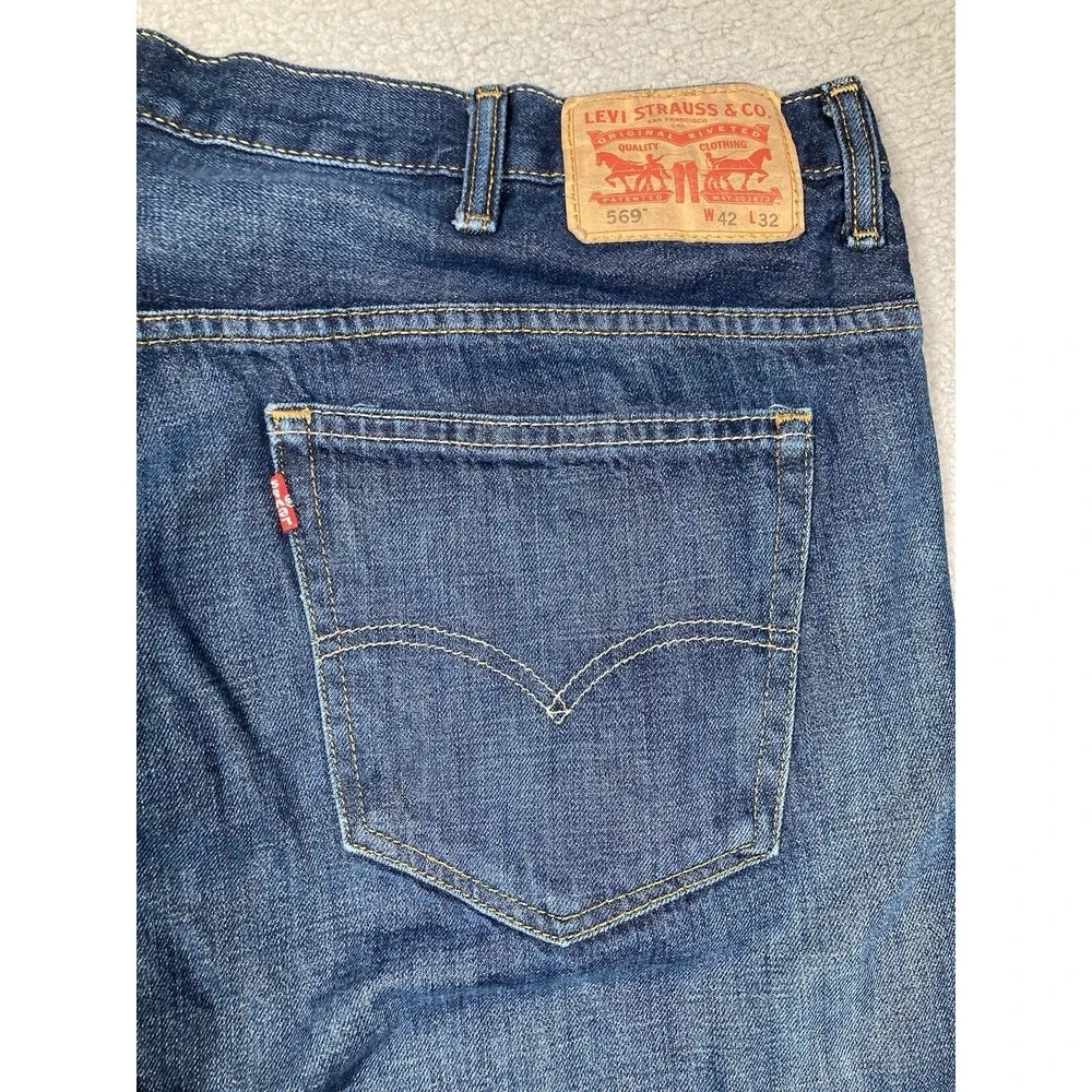 Levis Jeans Mens 42x32 Blue 569  Straight American‎ Cowboy Rodeo Western Denim